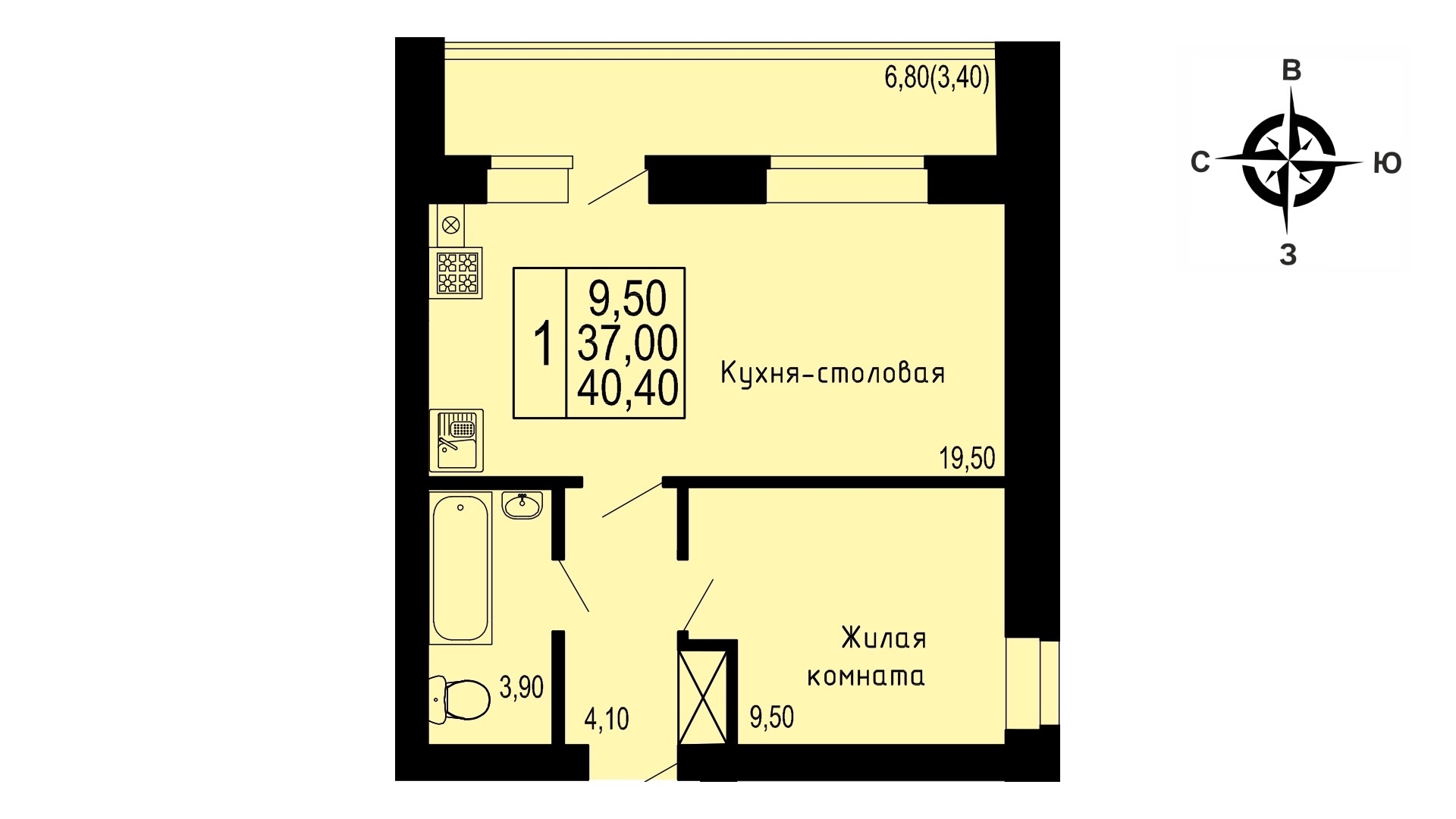 планировка квартиры 40 м2